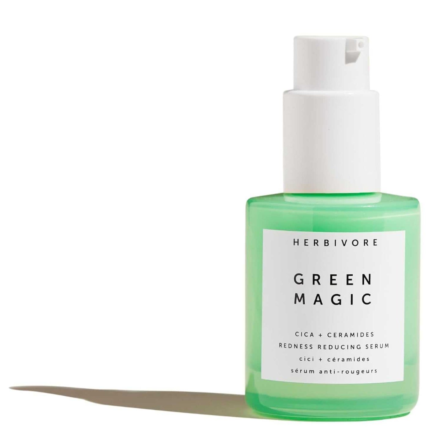Green Magic Fast-Acting Serum 30mL bottle with Cica and ceramides for redness reduction and hydration.
