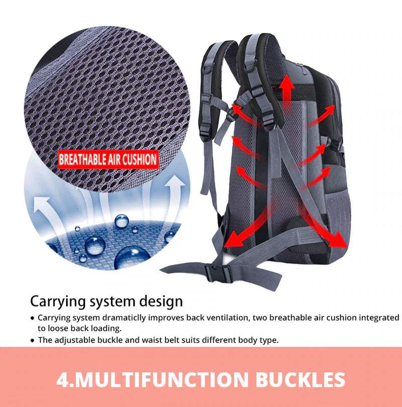 Rucksack laptop travel backpack with breathable air cushion, adjustable straps, and multifunction buckles for comfort and support.
