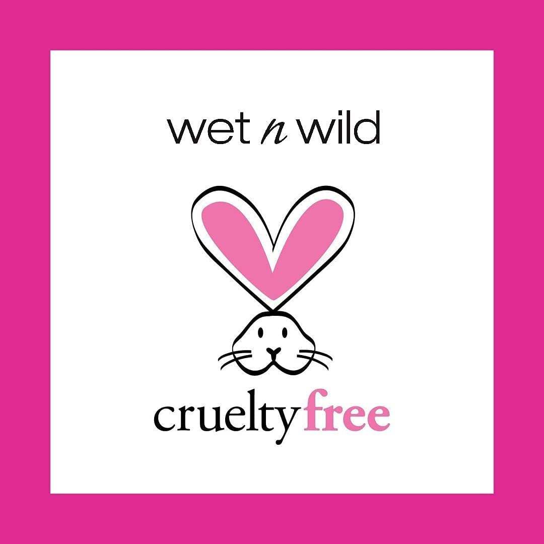 Wet n Wild cruelty-free logo with pink heart-shaped bunny ears on white background