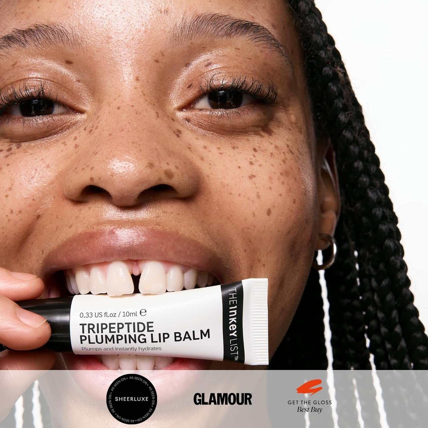 Cruelty-free tripeptide plumping lip balm with natural berry tint for hydrated, fuller lips.