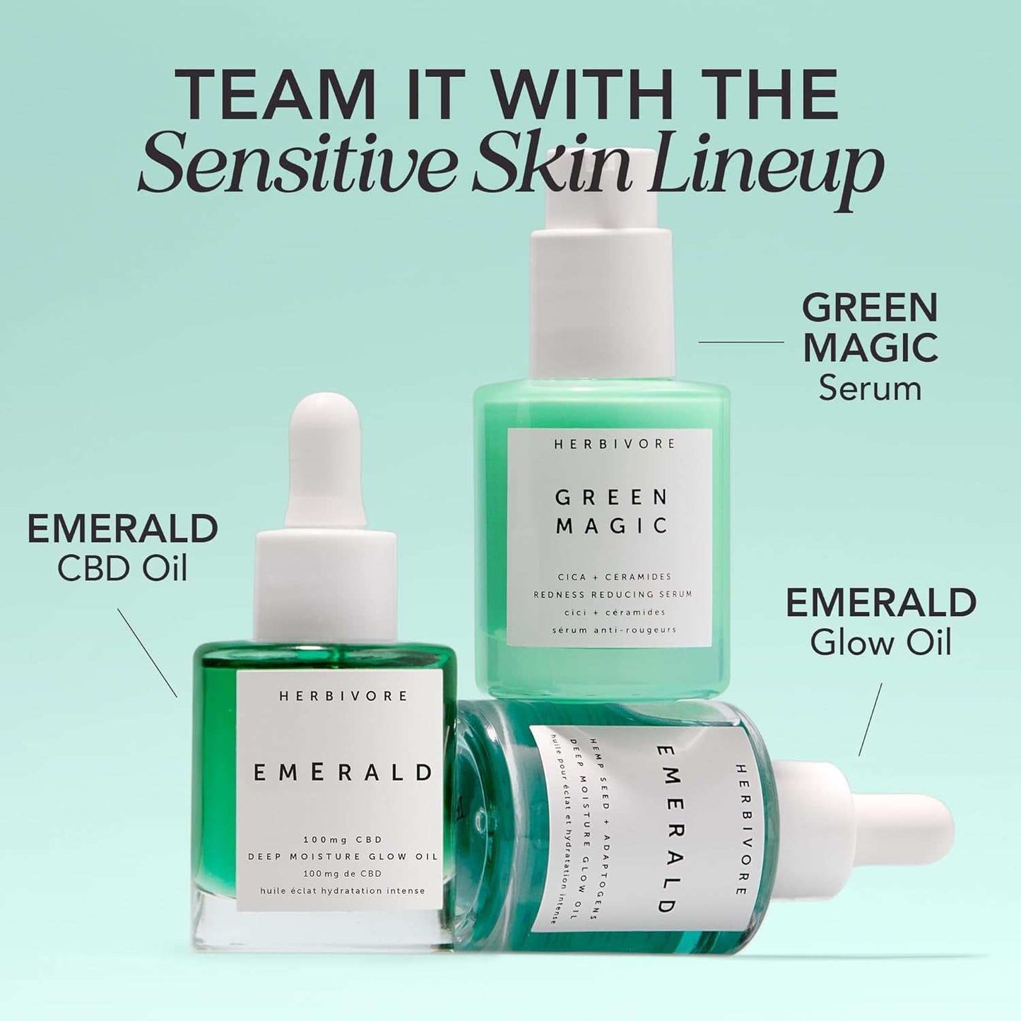 Green Magic Fast-Acting Serum for sensitive skin with calming and hydrating properties.
