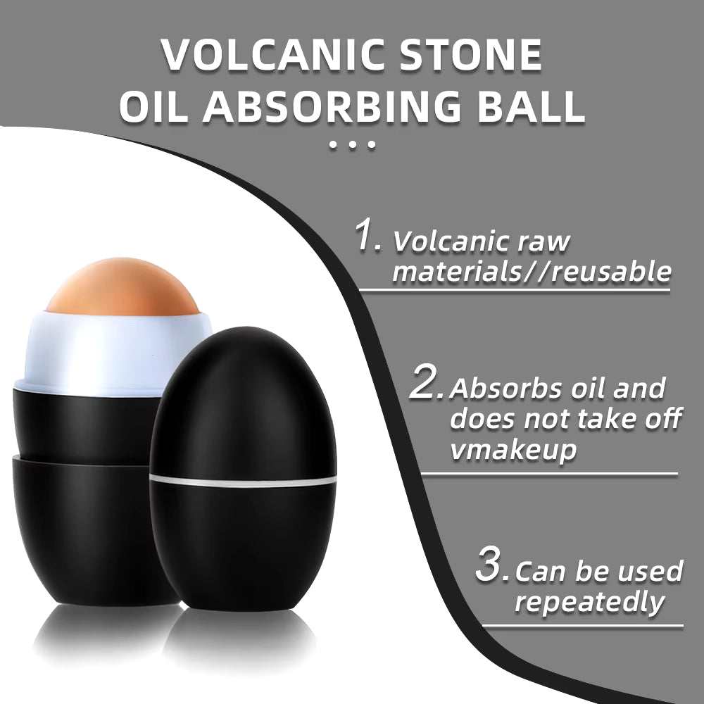 Mini Natural Volcanic Stone Face Roller for oil absorption and mattifying skin, compact and reusable skincare tool.