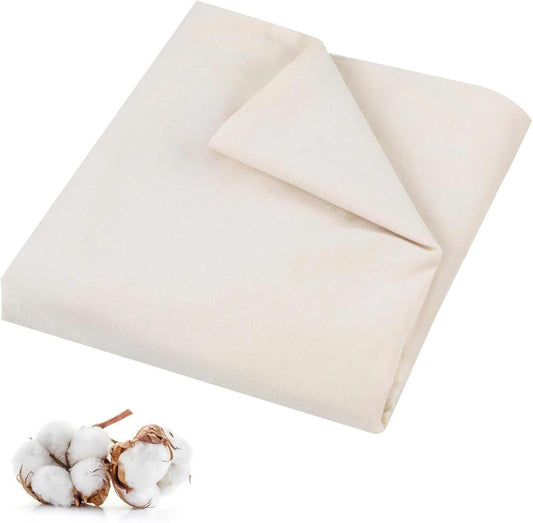 Natural off-white 100% cotton muslin fabric, 63" wide, 2 yards, ideal for sewing, embroidery, and crafts.
