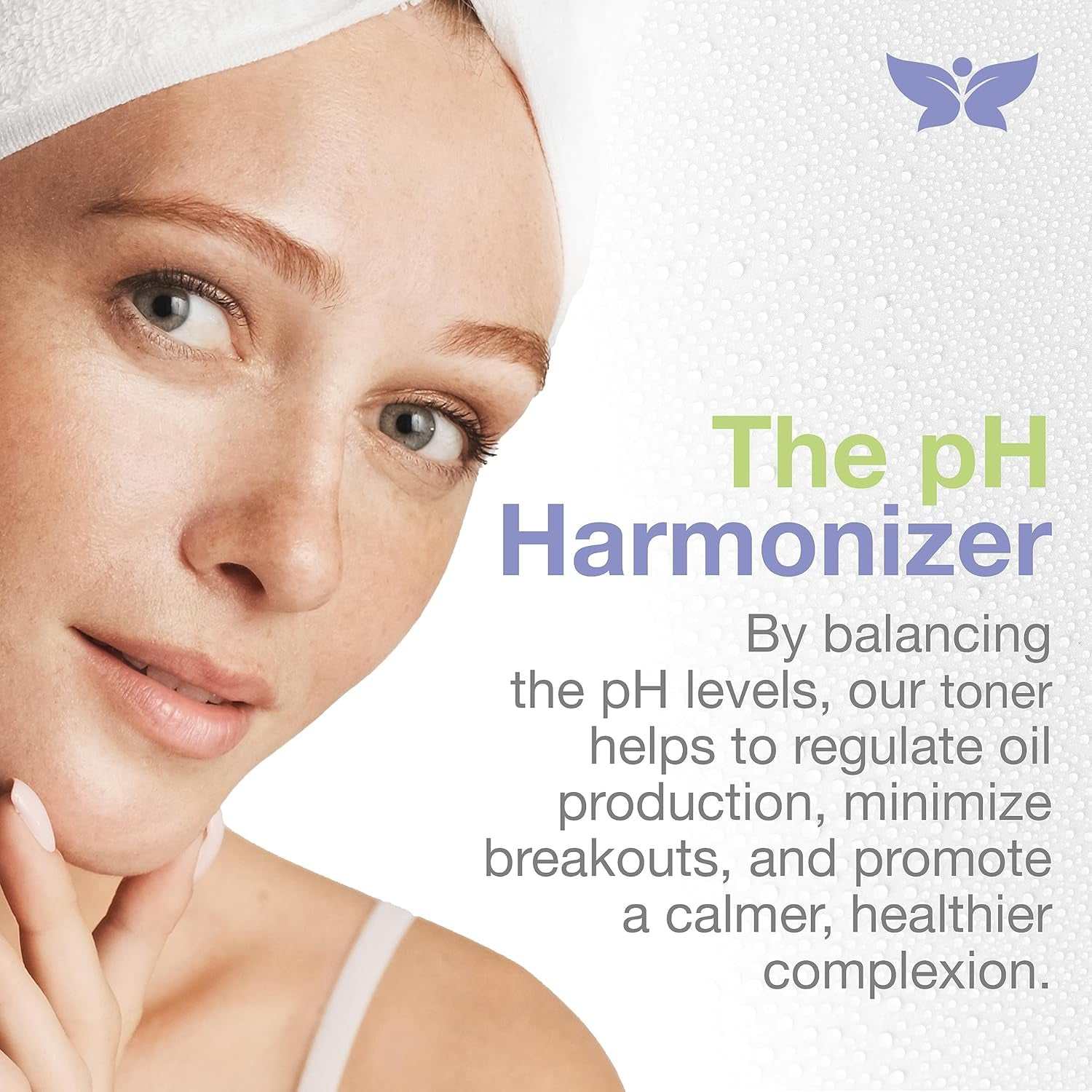 Ph-balancing face mist spray with green tea and chamomile extracts for hydration and soothing skin.