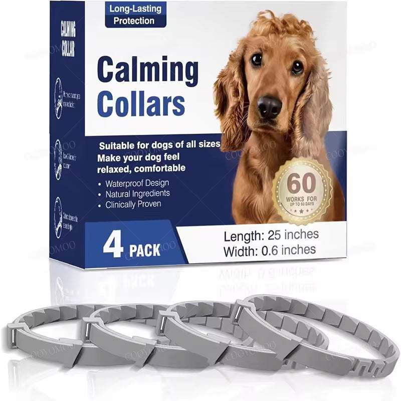 Dogs Comfortable calming pheromone collars pack of four with adjustable, waterproof design for anxiety relief