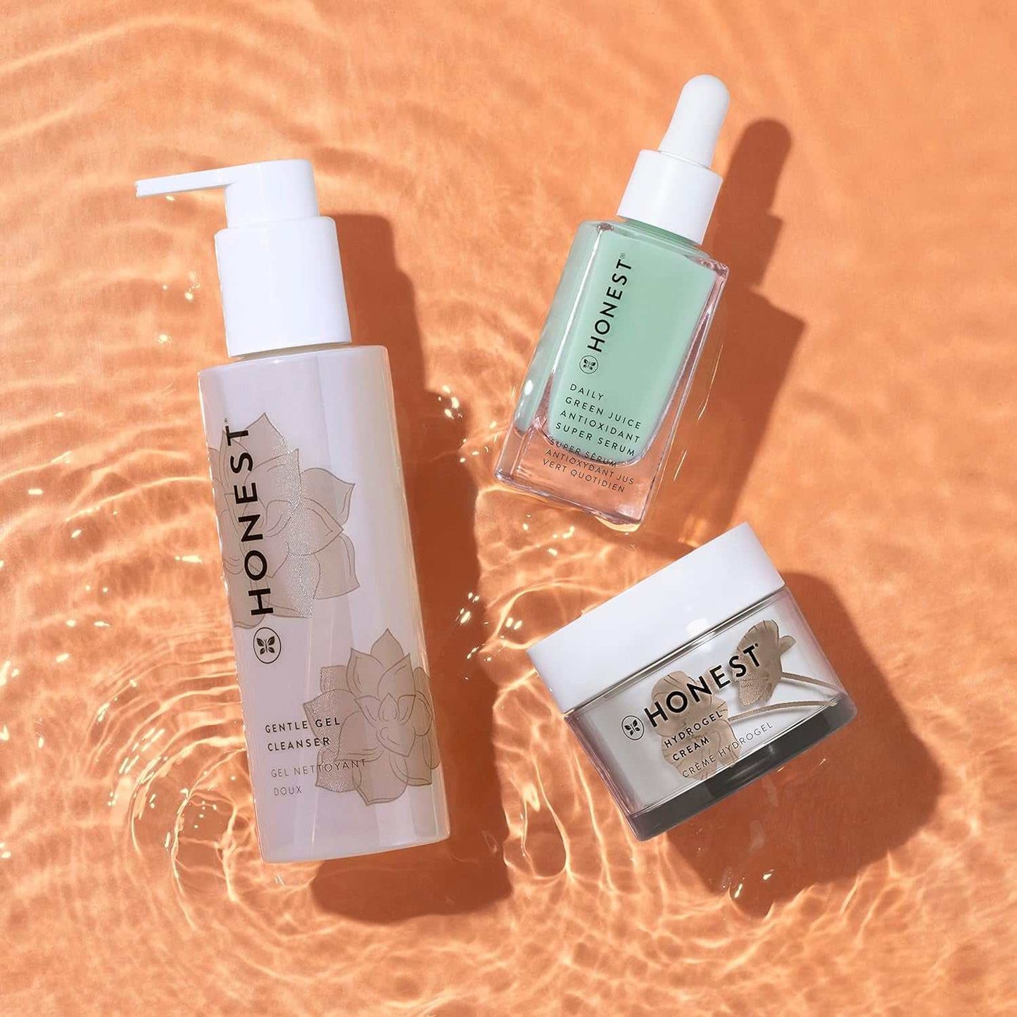 Cruelty-free antioxidant super serum with niacinamide and hyaluronic acid displayed with other skincare products.