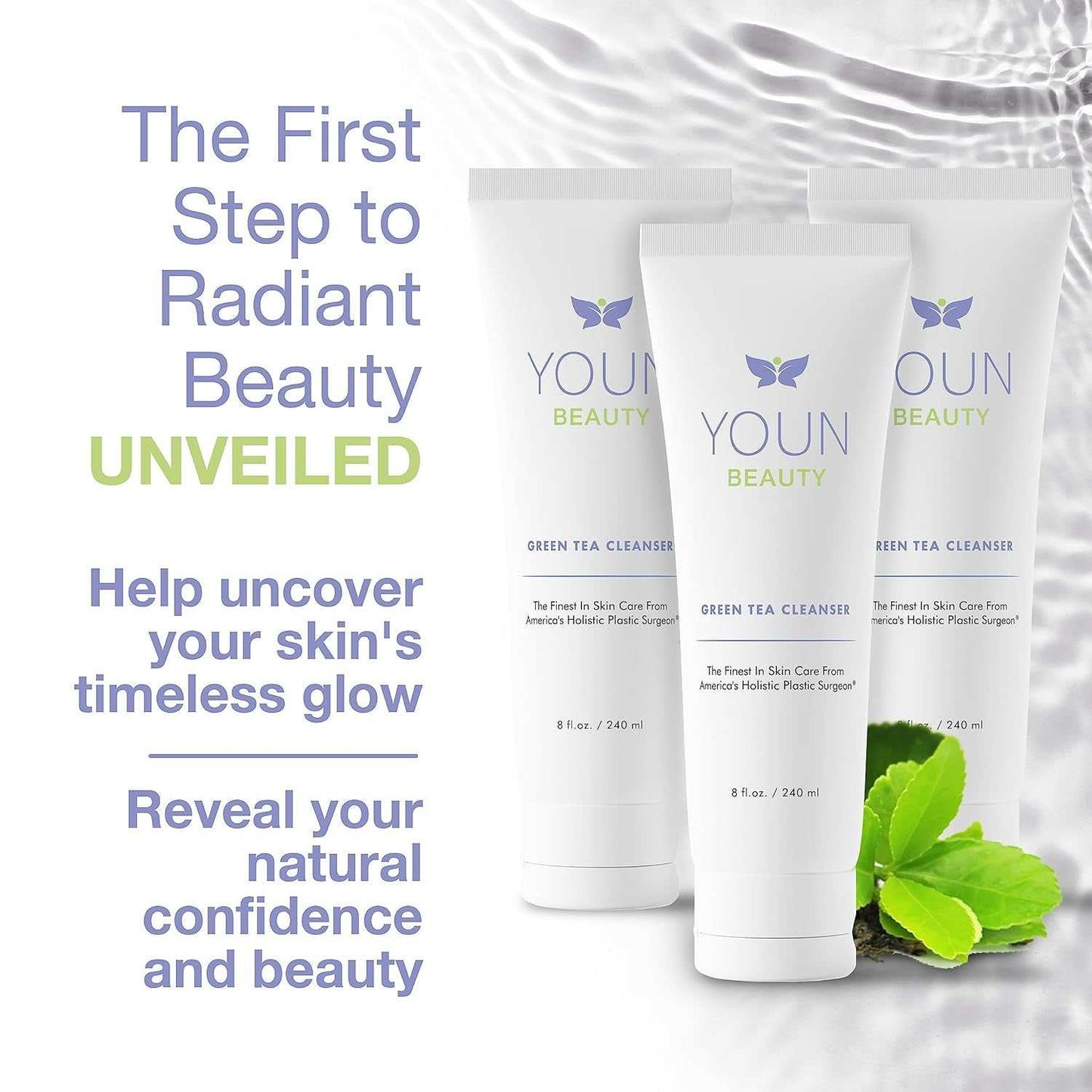 Paraben-Free Facial Cleanser with green tea, aloe vera, chamomile, and cucumber extracts for hydrating and soothing all skin types.