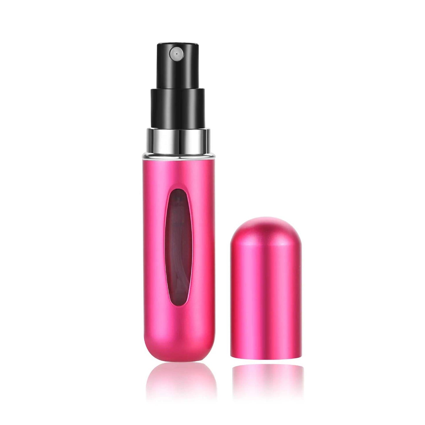 Portable 5ml refillable perfume atomizer bottle in sleek pink with leak-proof spray design for travel and everyday use