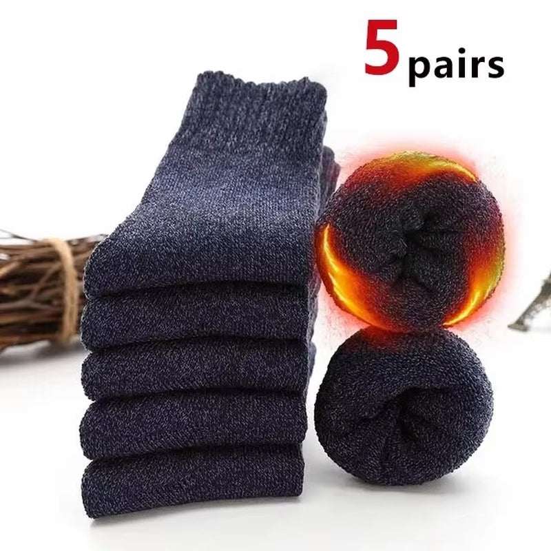 Warm solid color towel Warm Socks for women, perfect for cold weather; features soft, insulating wool and cashmere blend for comfort and durability; comes in 5-pair pack.