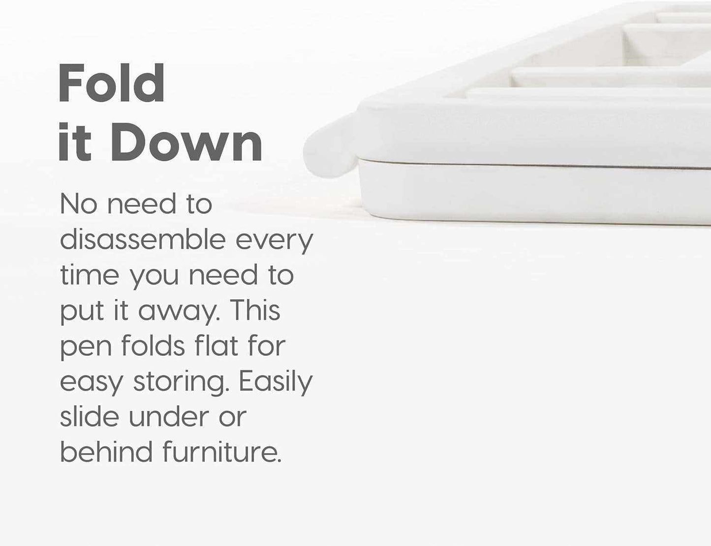 White foldable pet exercise playpen door panel for easy storage and space-saving.