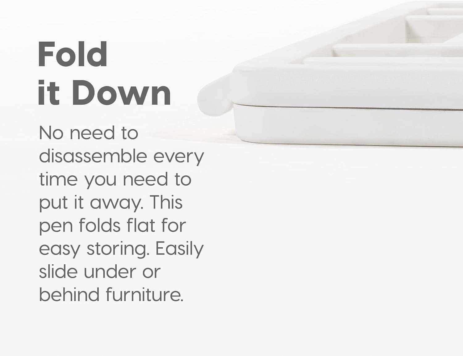 White foldable pet exercise playpen door panel for easy storage and space-saving.