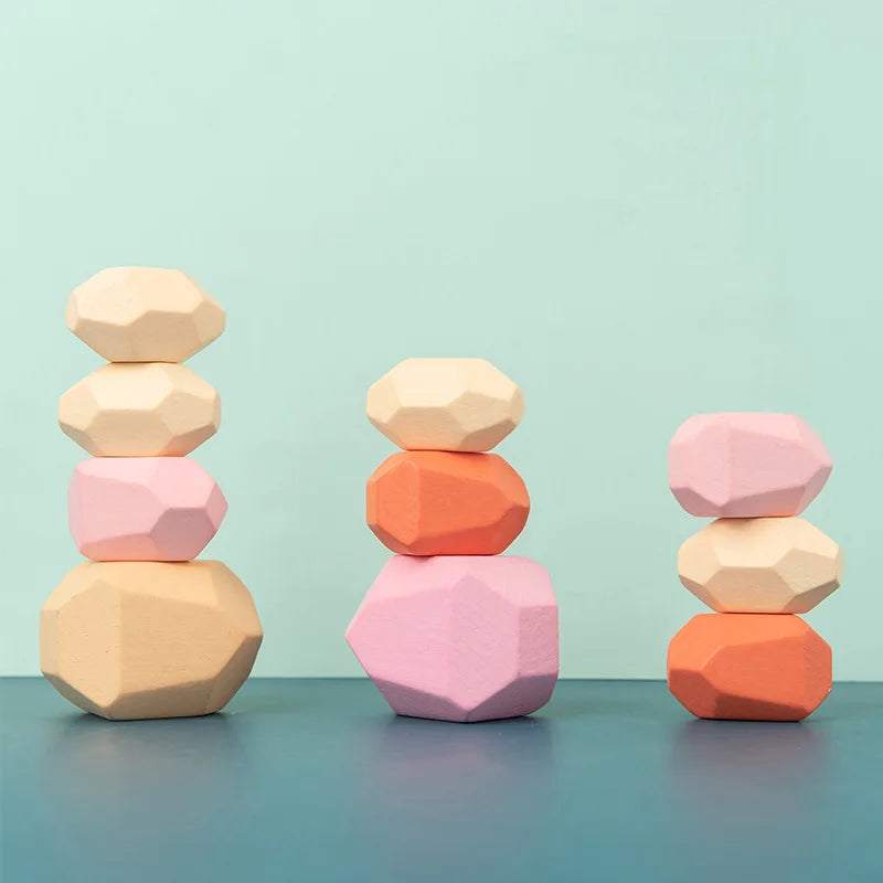 Kids wooden stones sensory toddler toy for educational play and sensory development.