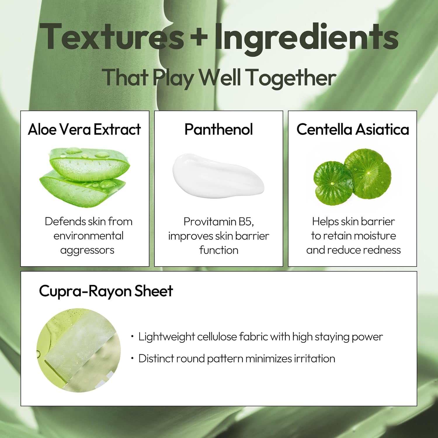 Cucumber Aloe Gel Sheet Mask with hydrating cucumber and aloe vera; soothing and cooling for all skin types.