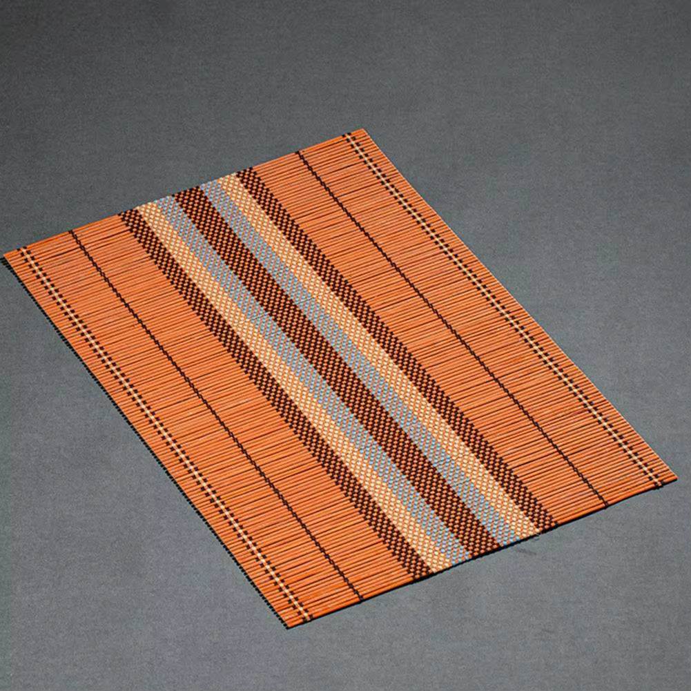 Decorative lightweight waterproof bamboo table mat with natural finish and striped pattern
