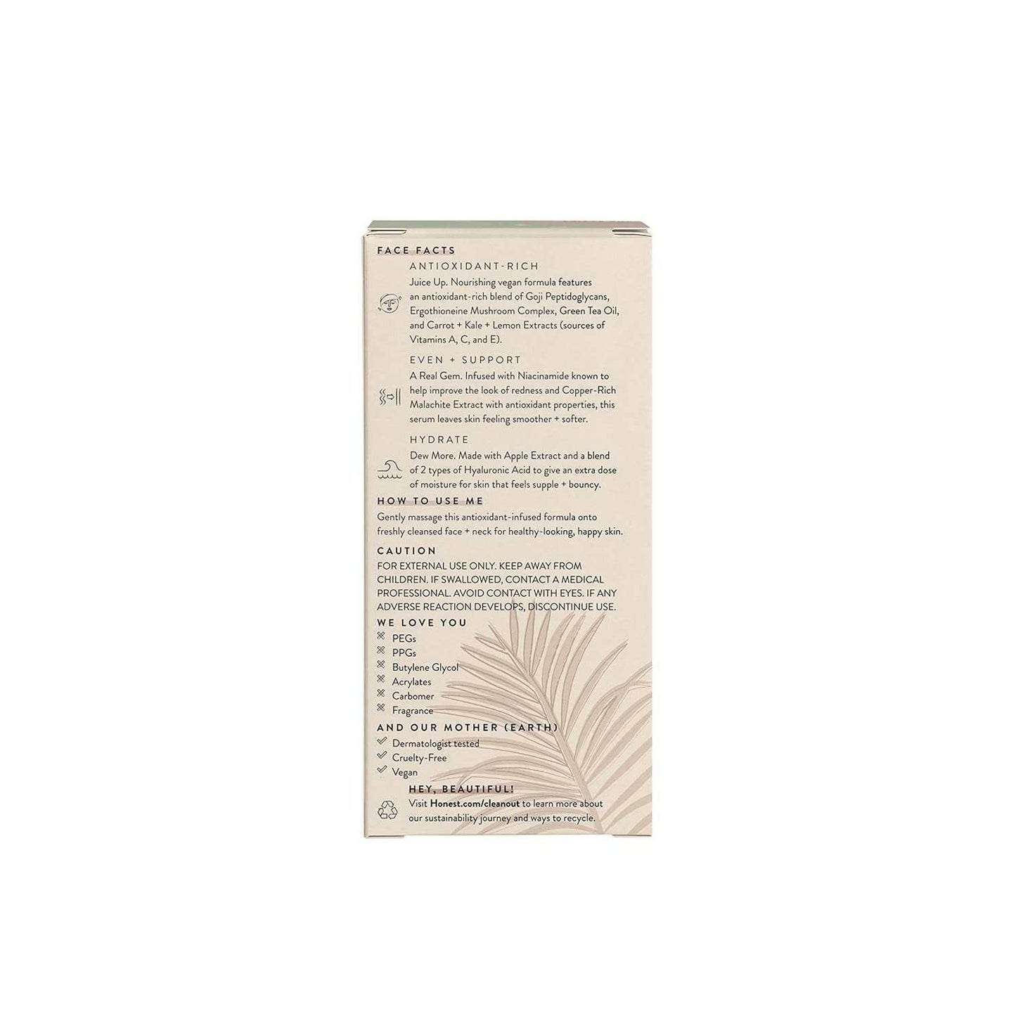 Packaging of the Cruelty-Free Antioxidant Super Serum featuring product details.