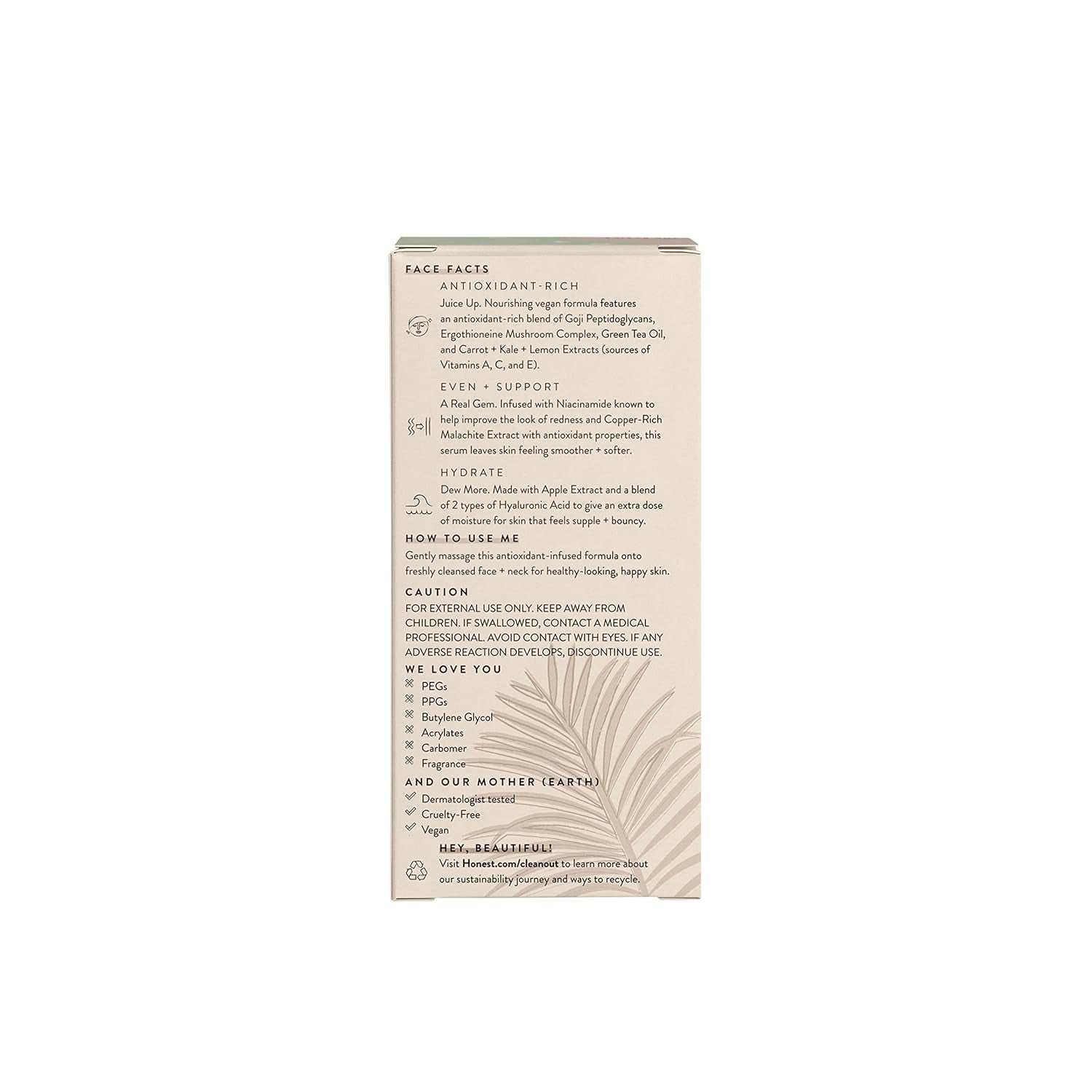 Packaging of the Cruelty-Free Antioxidant Super Serum featuring product details.
