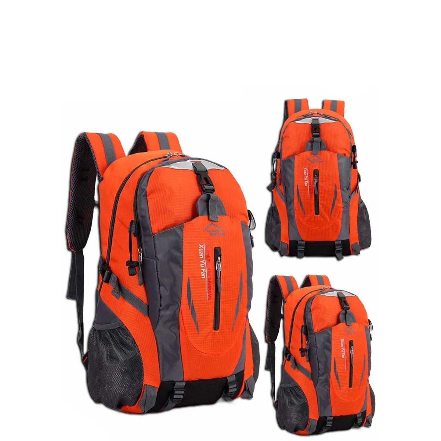Rucksack Laptop Travel Backpack, 40L capacity, orange color, multi-compartment, durable and water-resistant, suitable for travel, hiking, school, and everyday use.