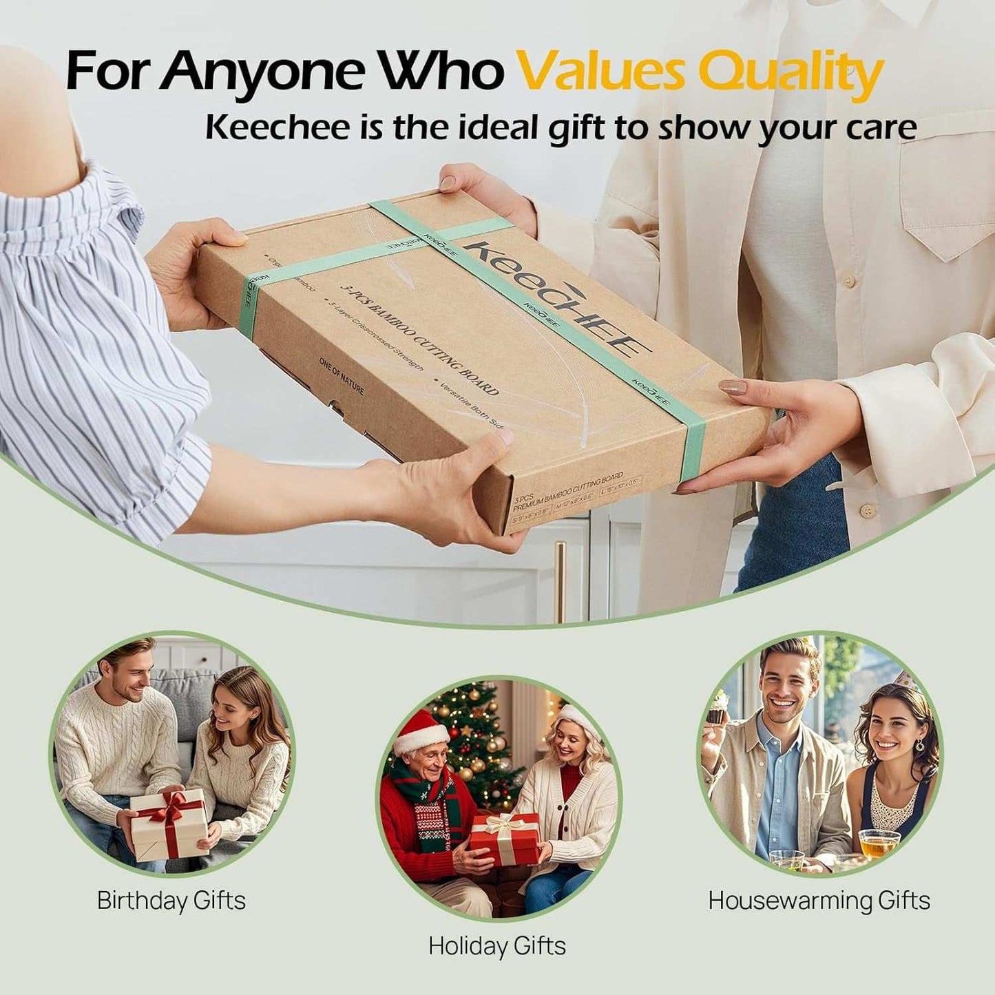 Bamboo Cutting Board – Durable Wooden Kitchen Board with Deep Juice Grooves & Built-In Handles for Chopping & Charcuterie