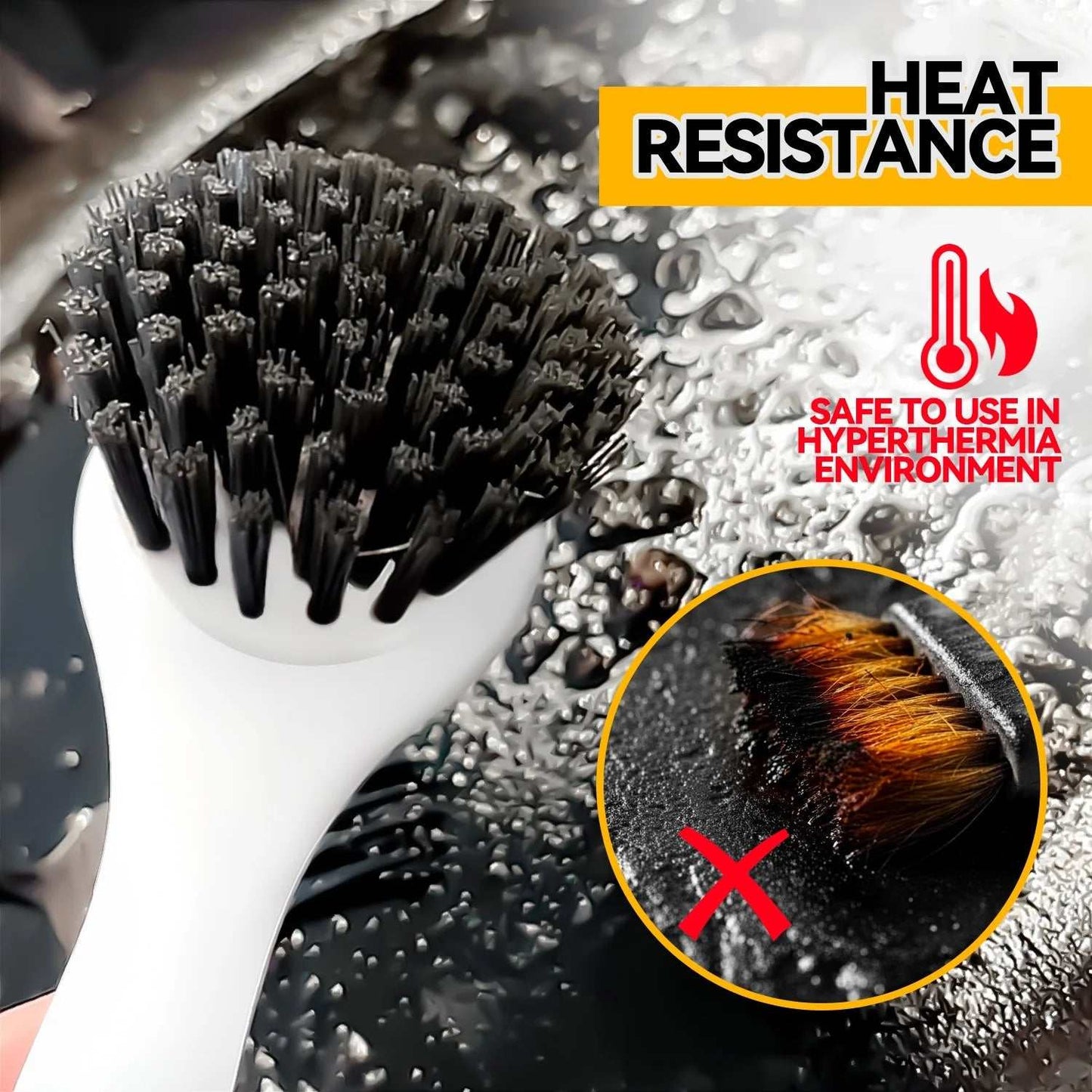 Eco-friendly bamboo handle dish brush set with durable, heat-resistant bristles for efficient kitchen cleaning.