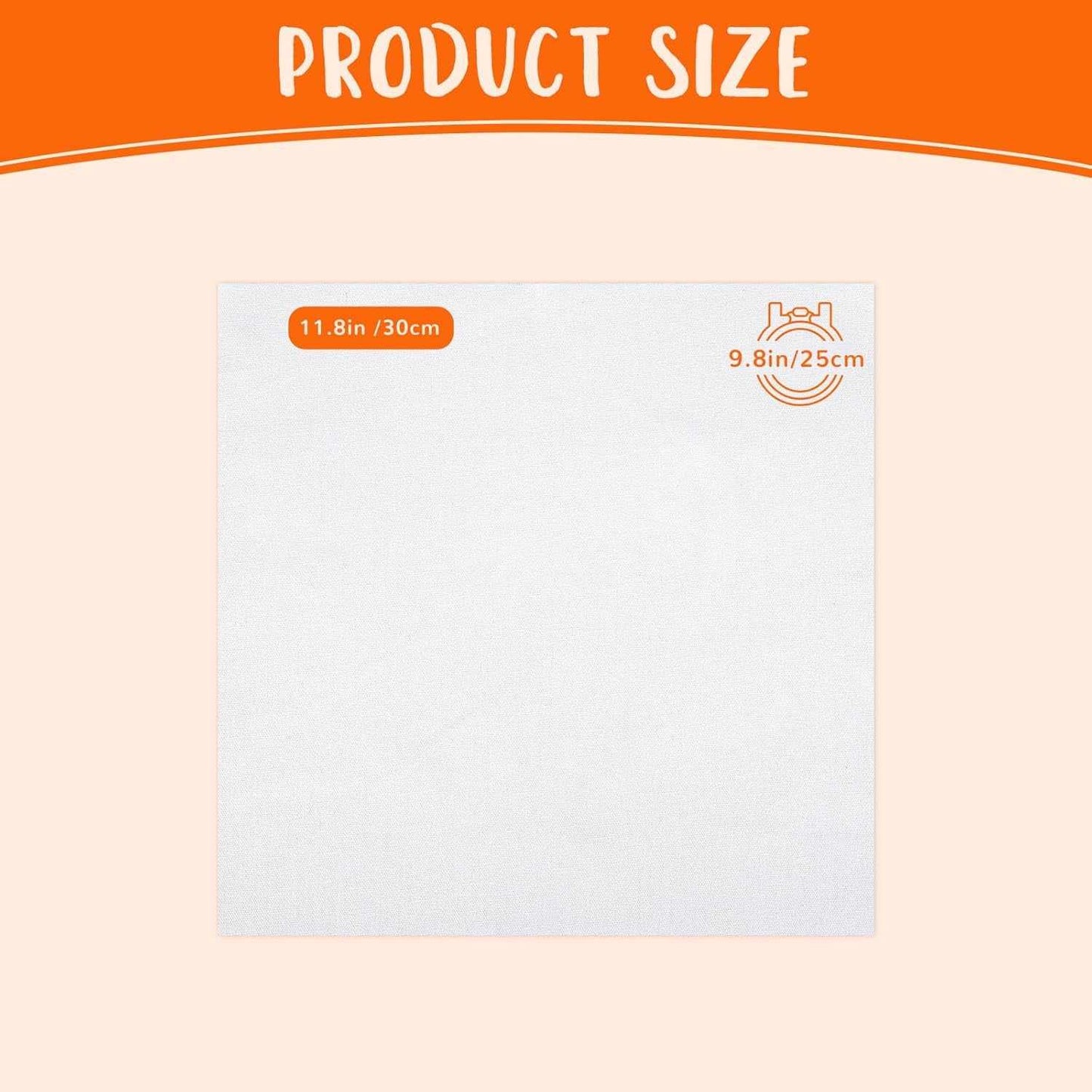 11.8" x 11.8" pre-cut natural cotton embroidery fabric square, perfect for crafting and sewing projects.