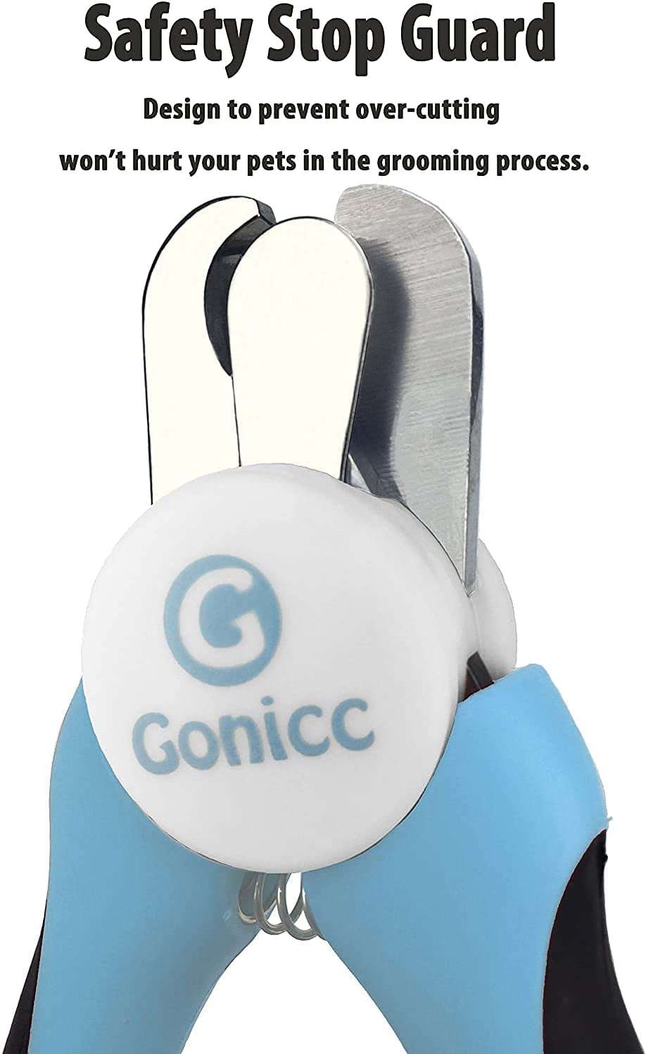 Professional pet nail clipper with safety stop guard, ergonomic handle, and sharp stainless steel blades for safe and precise trimming.