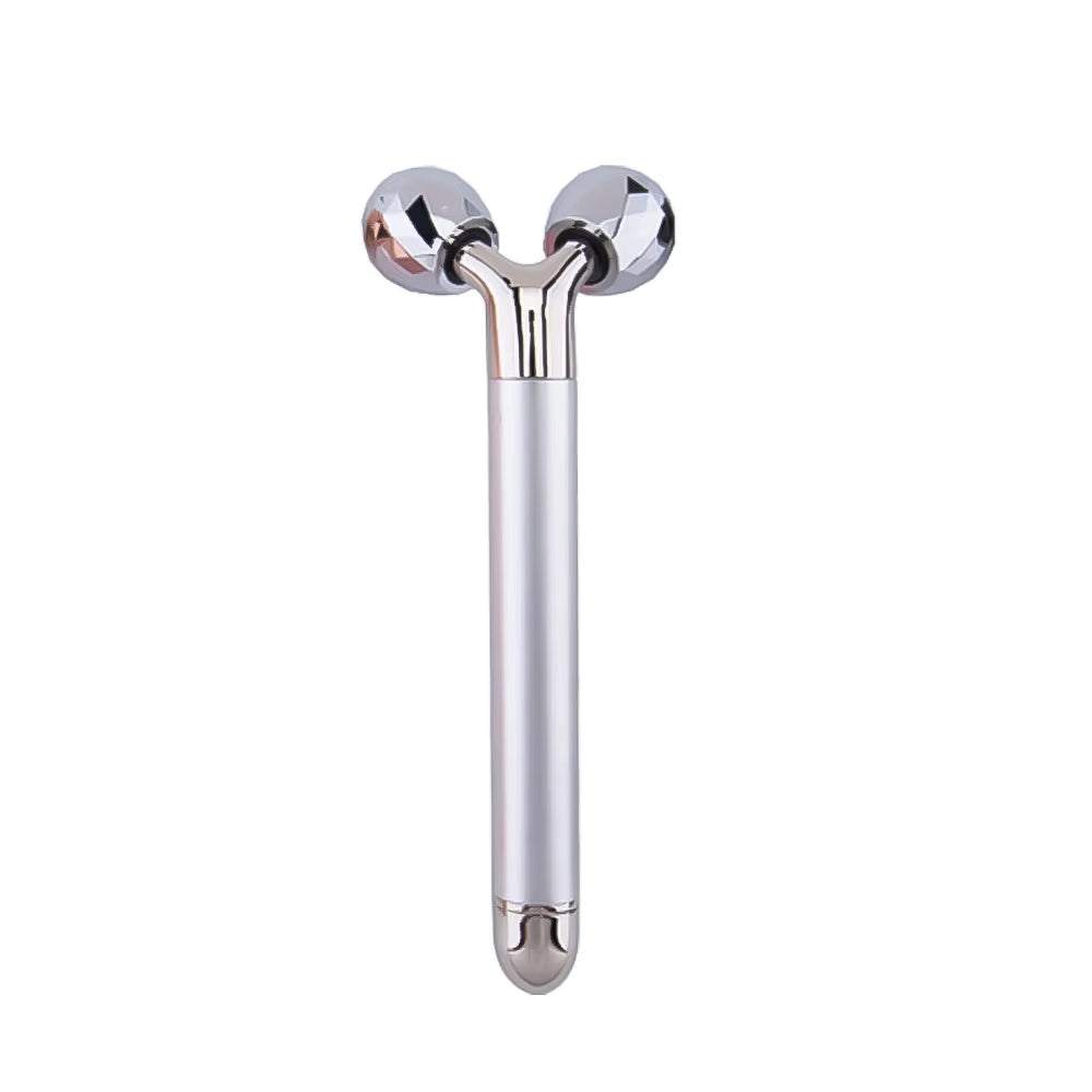 3D Roller Facial Lifting Massager with dual rotating rollers, ergonomic design, and vibrating function for effective skincare massage.
