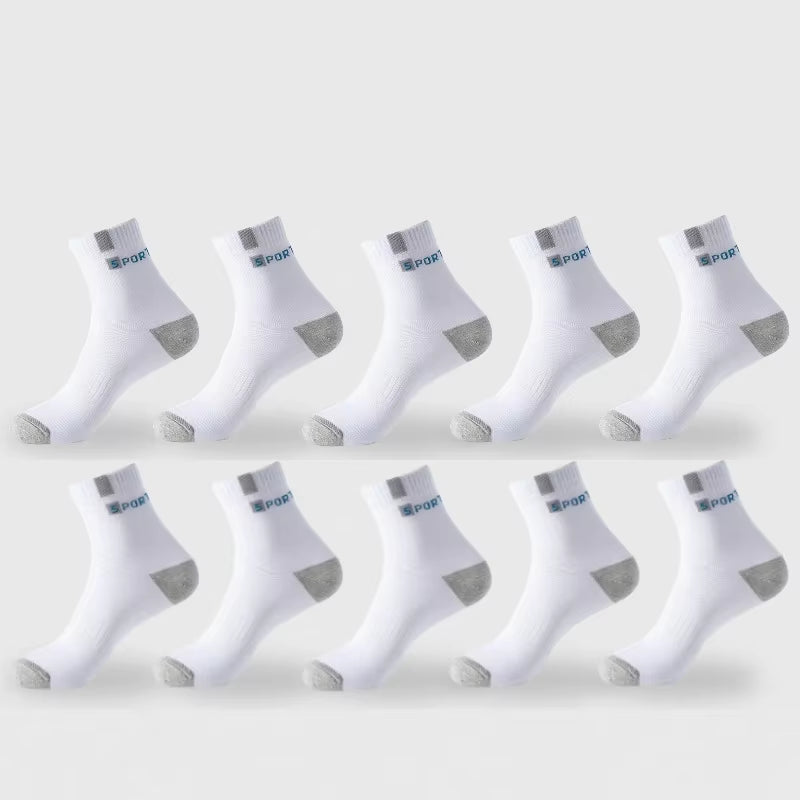 Cotton Sock for Men Sport Breathable Soft Letter Fashion Sneakers High Elastic Middle Tube Stocking Towel Sox Summer Running