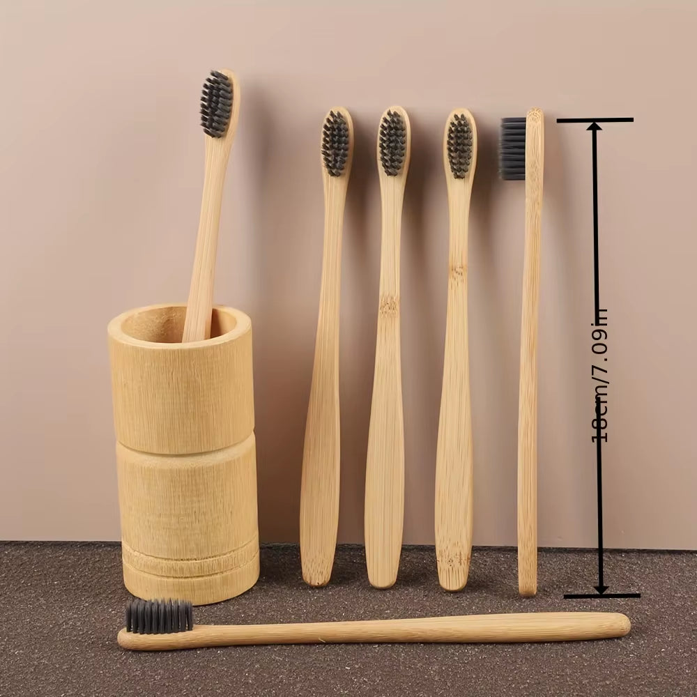 6Pcs Bamboo Toothbrush Eco-Friendly Wooden Toothbrushes with Soft Bristles for Sensitive Teeth Gums Deep Cleaning Oral Care