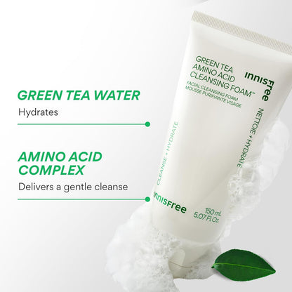 Green Tea Amino Acid Cleansing Foam – Hydrating, Sulfate-Free Korean Face Wash for Gentle & Deep Cleansing