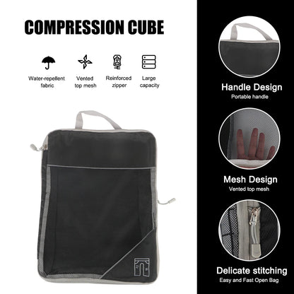 3/6 Pieces Travel Storage Organizer Set with Portable Lightweight Suitcase Bags Compressed Packing Cubes Shoe Bag Mesh Luggage