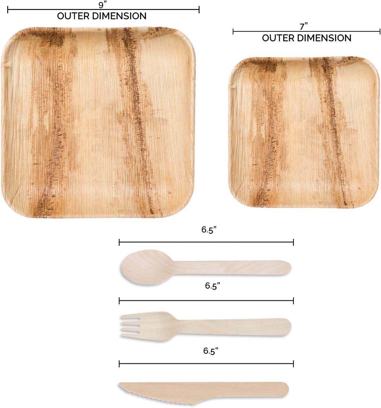 Palm Leaf, Eco Friendly, Disposable Dinner Plates, 100% Biodegradable & Compostable Dishes in Bulk for Rustic Theme Party & More (Wedding Value Set (400 Guests))