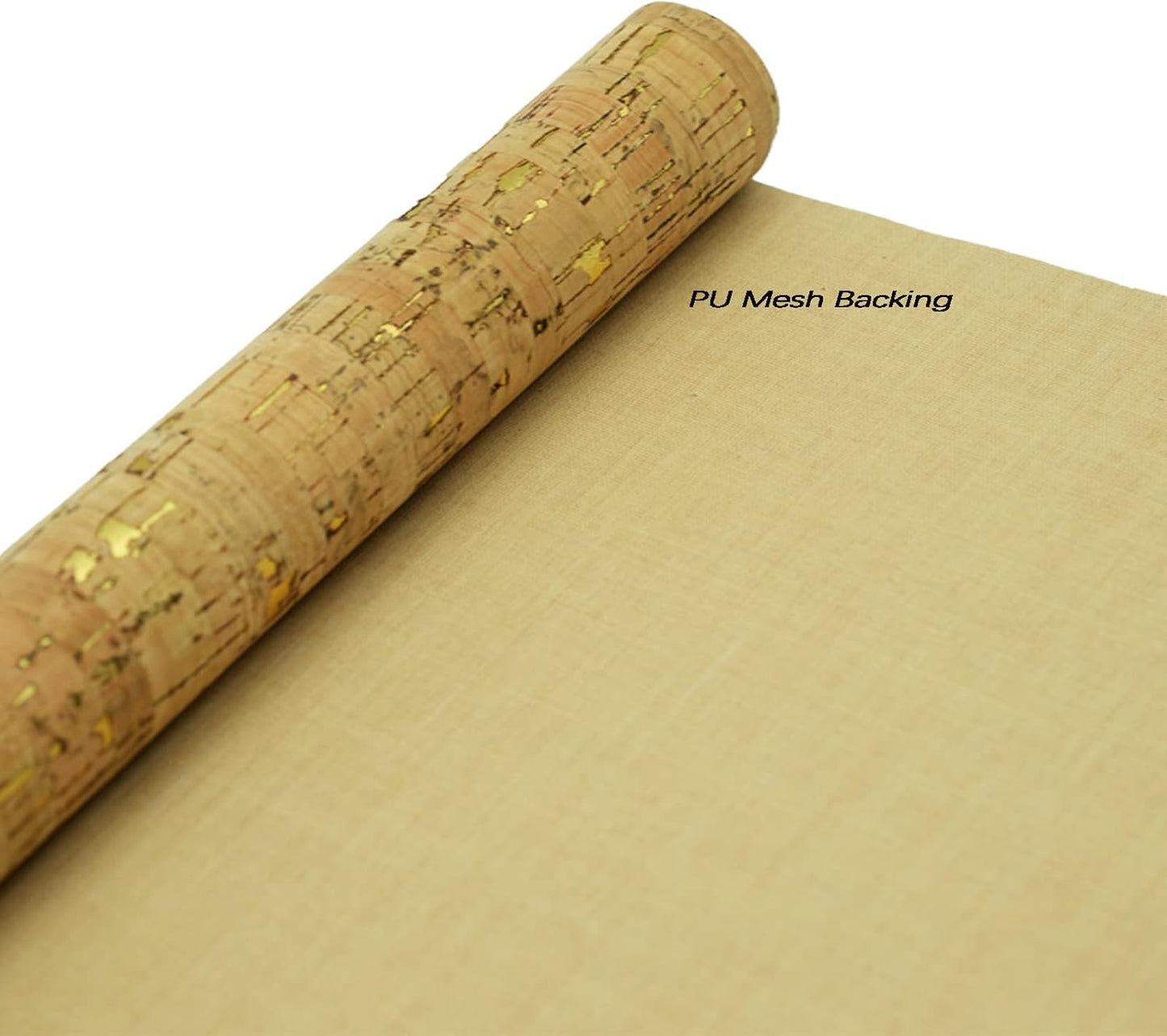 Natural Cork Fabric with Gold Glitter – 12.5" x 54" Roll for Sewing, Earrings & DIY Crafts