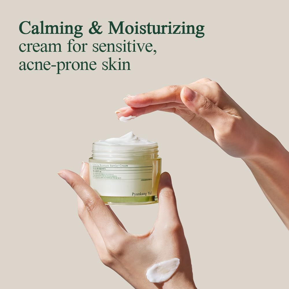 [PKY] Calming Moisture Barrier Cream – Instantly Soothes Sensitive Skin | Hydrating with Hyaluronic Acid & Ceramide | Vegan Korean Skincare (1.69 Fl. Oz, 50mL)