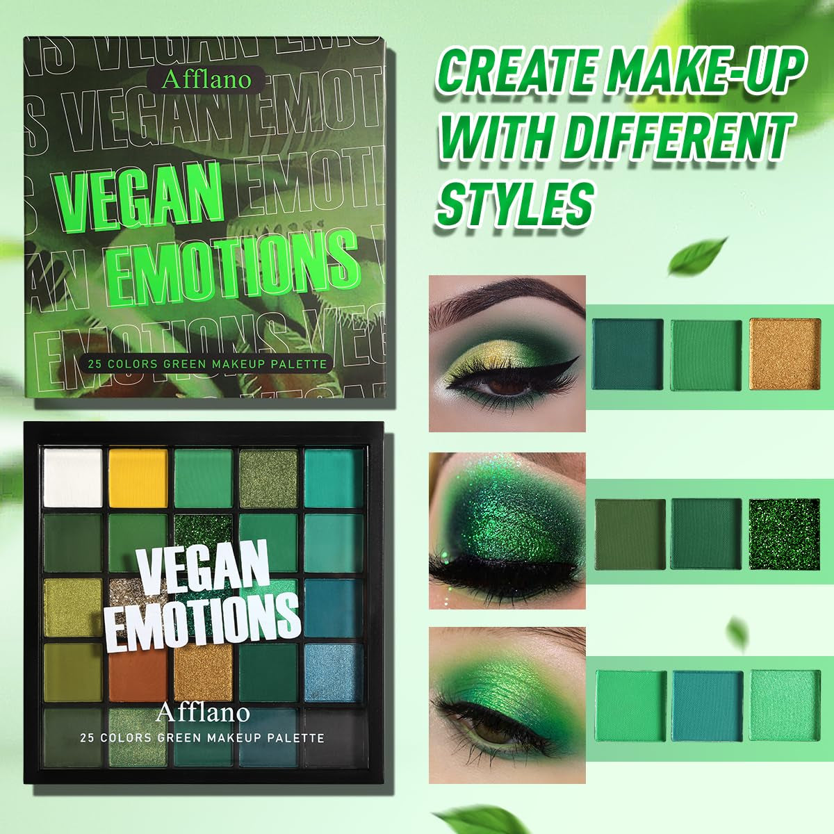 Green Eyeshadow Palette,Light Bright Emerald Dark Avocado Neon Green Eyeshadow Shades,25 Colors Matte Shimmer Glitter High Pigmented Eye Shadows Makeup Pallet, Waterproof Makeup Pallete