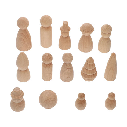 Wooden Peg People People Unfinished Diy Craft Acorn Painted Hand Dool Unpainted Supplies Painting Kid Decoration Crafts