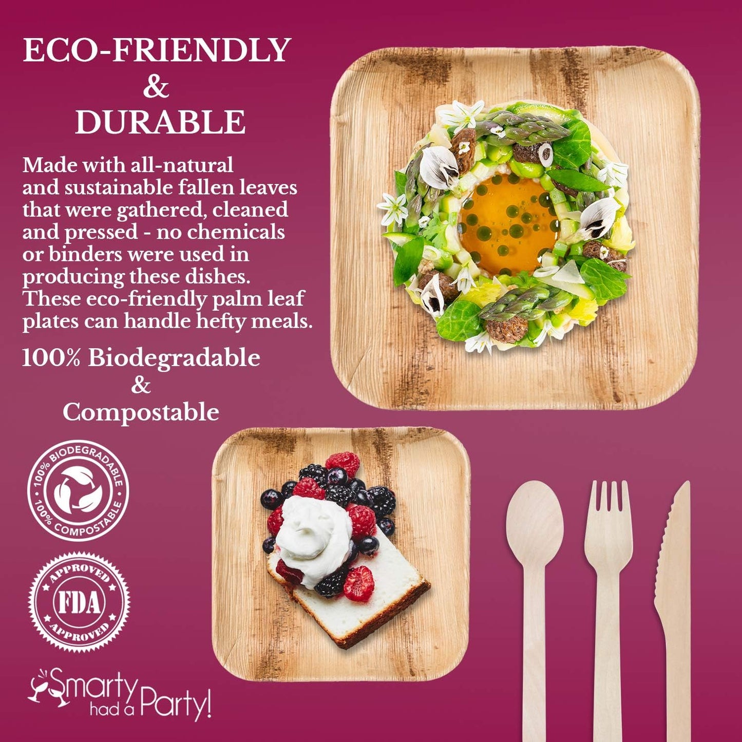 Palm Leaf, Eco Friendly, Disposable Dinner Plates, 100% Biodegradable & Compostable Dishes in Bulk for Rustic Theme Party & More (Wedding Value Set (400 Guests))