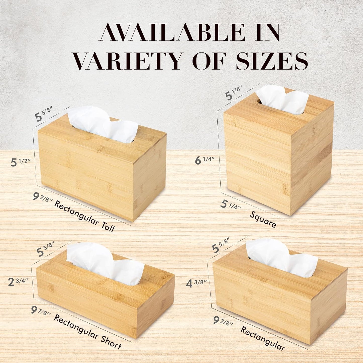 Design Tissue Box Holder - Modern, Minimalist, and Durable Wooden Tissue Box with Sliding Bottom, Easy-Refill - Premium-Quality Bamboo Tissue Box Cover, Fits 184-Count Box, Rectangular, Pack of 2