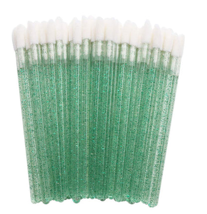 50 PCS Disposable Crystal Rod Lip Brush Portable Lipstick Brush Lip Gloss Brush Makeup Brush Beauty Makeup Tool (Green)