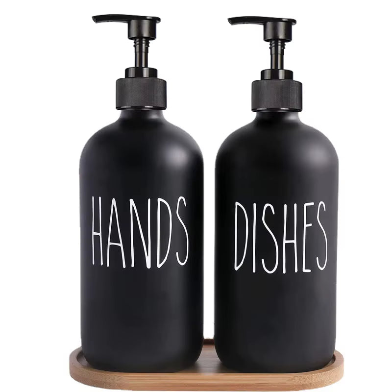 500Ml Hand Soap and Dish Soap Dispenser with Pump Soap Bottles for Farmhouse Kitchen Counter Bathroom Decor Organization