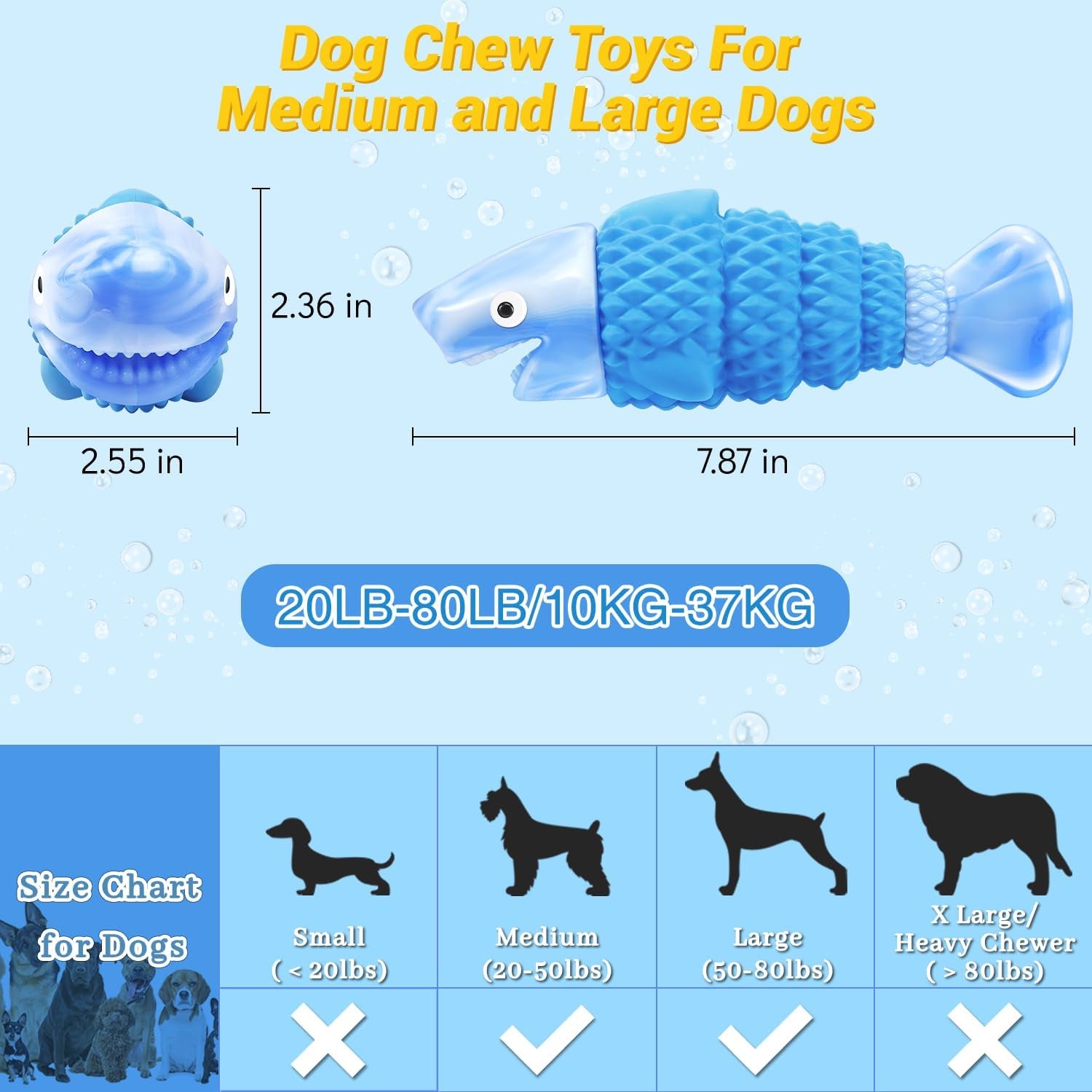 Tough Dog Toys for Aggressive Chewers – Indestructible Squeaky Chew Toy for Medium & Large Dogs, Bacon Flavor