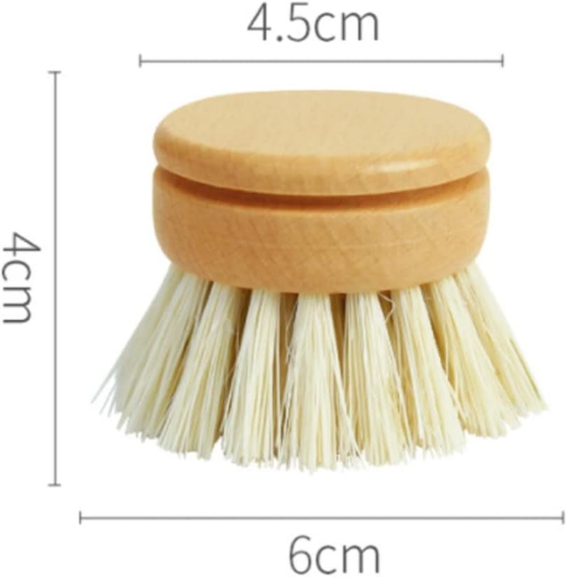 Eco-Friendly Dish Brush Replacement Heads - 5 Pieces Natural Sisal Hemp and Beech Wood Scrubbing Brushes /