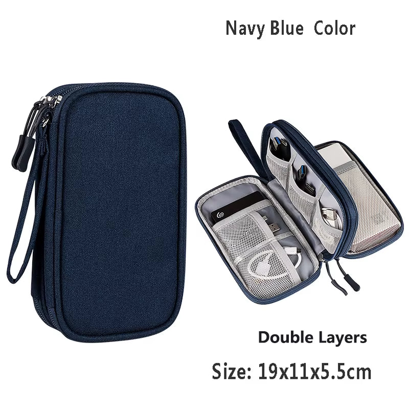 Data Cable Storage Bag Waterproof Travel Organizer Bag Portable Carry Case Layers Storage Bag for Cable Cord USB Charger