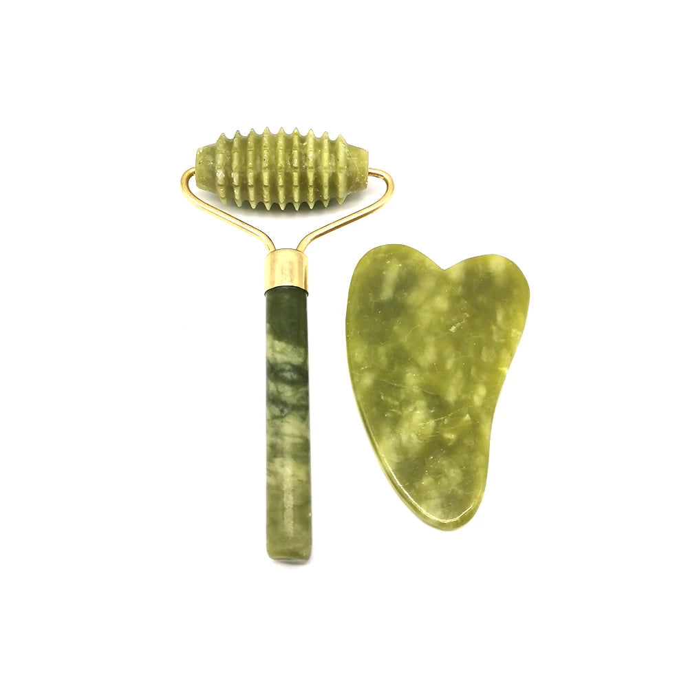 Natural Jade Face Roller Gua Sha Scraper Set Masssager for Face Neck Body Skincare Beauty Guasha Massage Tool Facial Slim Lift