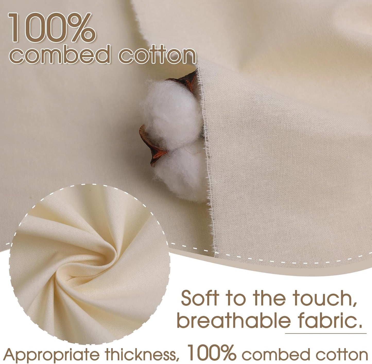 Ivory Cotton Poplin Fabric – 100% Natural Cotton, 59" Wide, Sold by the Yard for Sewing, Apparel & Quilting