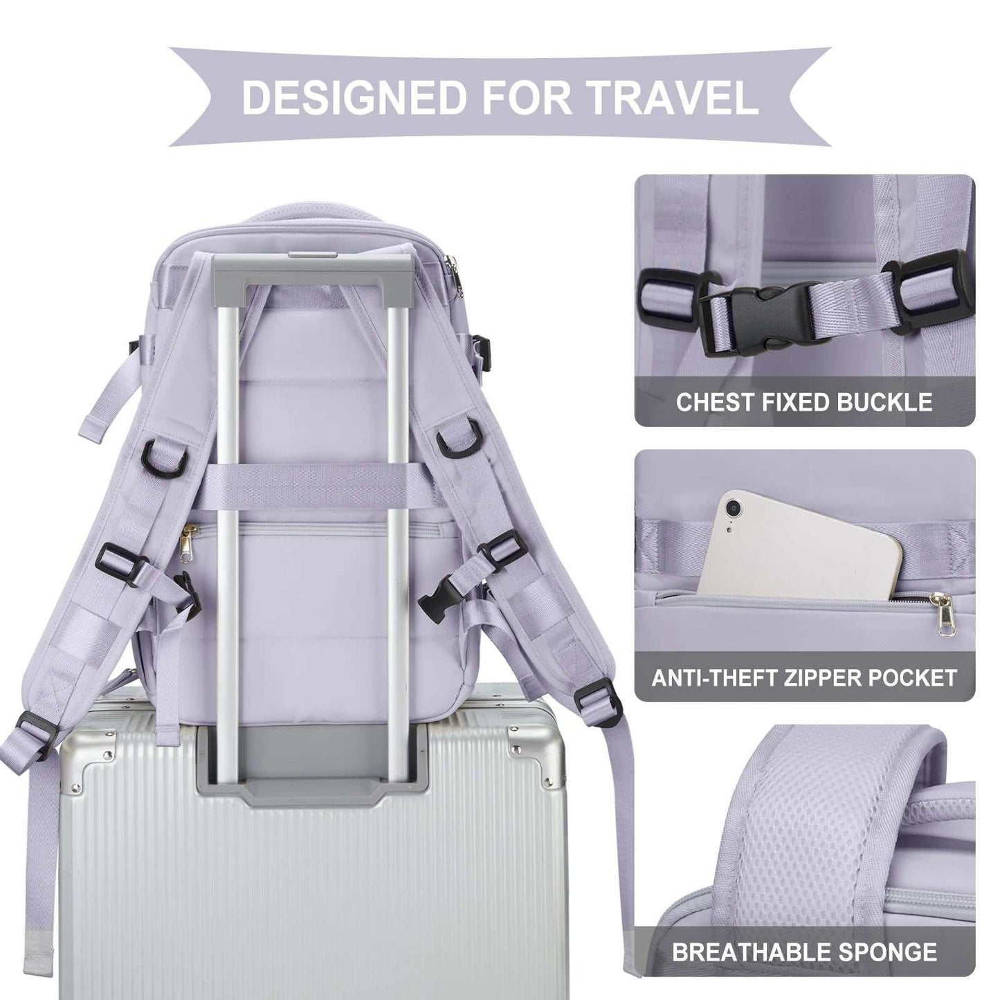 Stylish Women's Cabin Travel Backpack - Spacious, Water Resistant Laptop Bag for EasyJet and Ryanair Carry-Ons