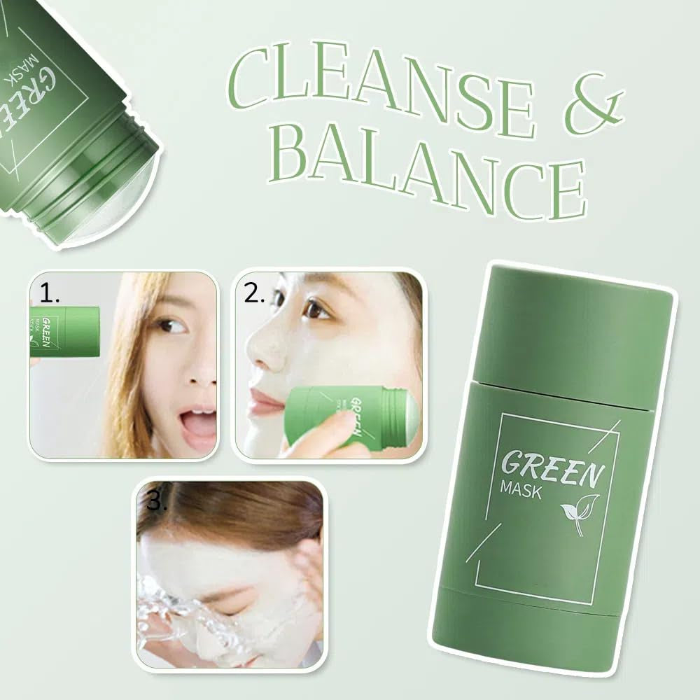 Green Tea Clay Stick – Blackhead Remover & Pore Cleansing Mask for All Skin Types