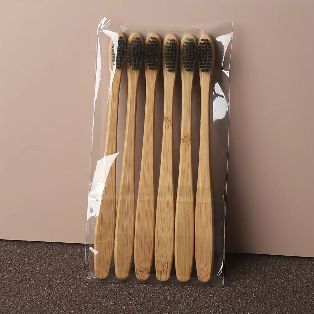 6Pcs Bamboo Toothbrush Eco-Friendly Wooden Toothbrushes with Soft Bristles for Sensitive Teeth Gums Deep Cleaning Oral Care