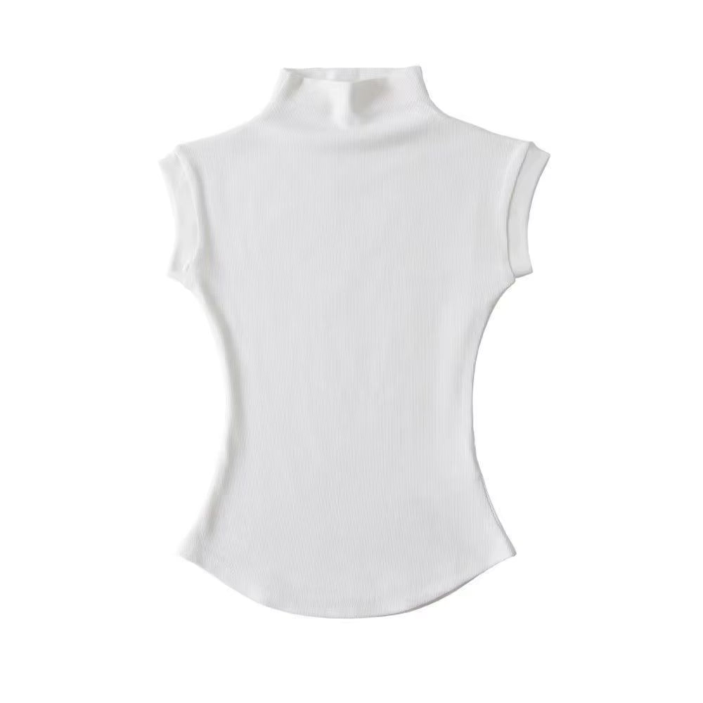 Womens Sleeveless Turtleneck Tops Summer Stretch Slim Fit Short Sleeve Mock Neck Women'S Causal Basics High Neck Tank Tops