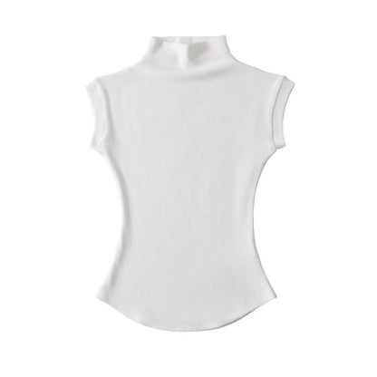 Womens Sleeveless Turtleneck Tops Summer Stretch Slim Fit Short Sleeve Mock Neck Women'S Causal Basics High Neck Tank Tops