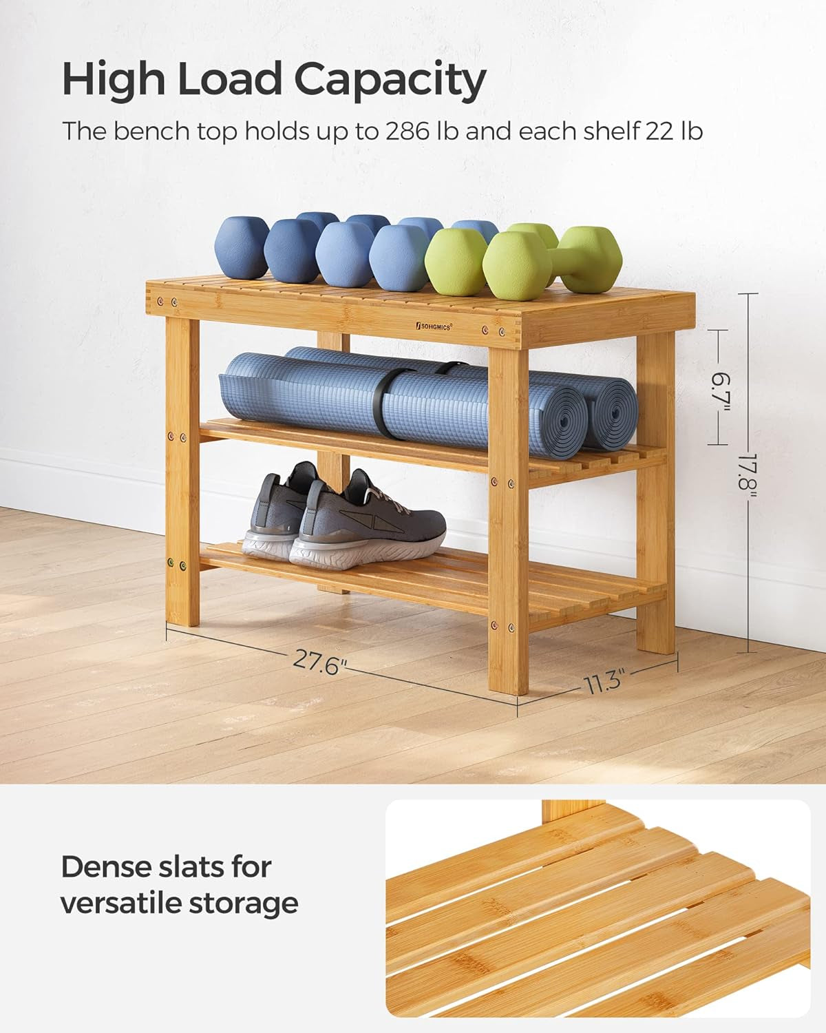 Stylish 2-Tier Bamboo Shoe Bench – Perfect Entryway Organizer & Storage Solution for Footwear